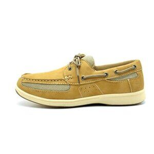 Men's KINGSHOW BOAT SHOES M1525 Wheat Brown Leather Loafers Lace up Sz 9.5